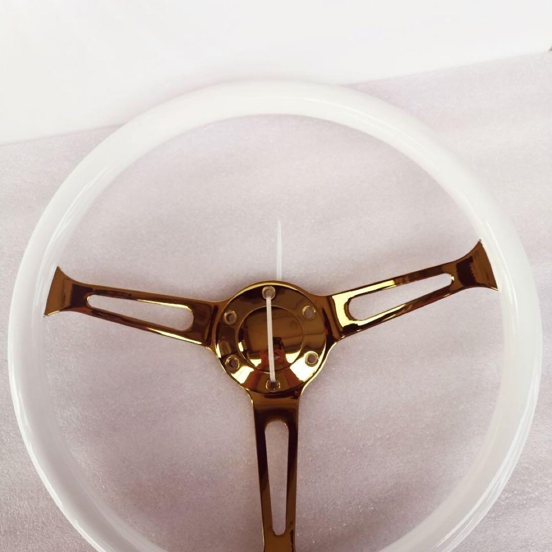 ソリッドウッドレトロビートルステアリングホイール15インチ黒金3本