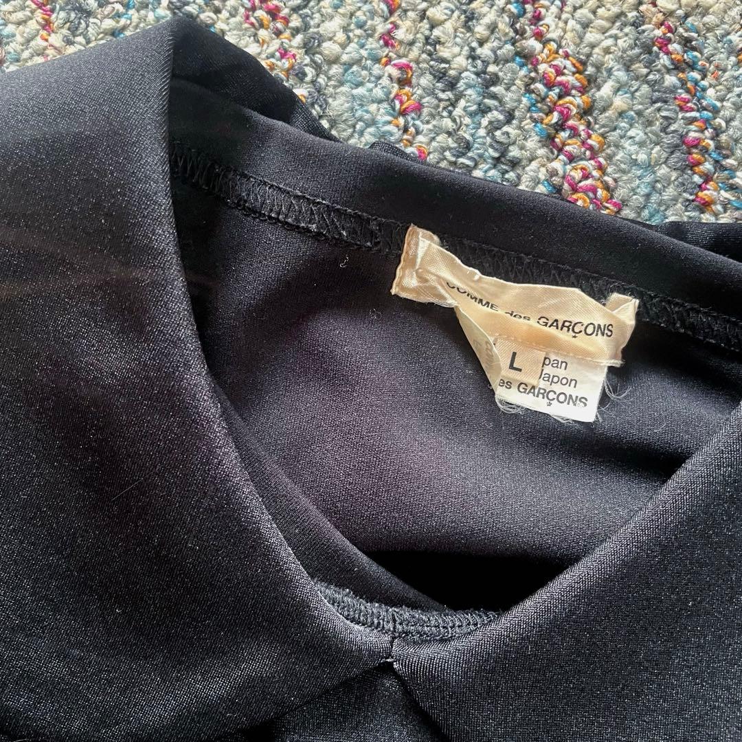 極美品 コムデギャルソン 丸襟カットソー シャツ 変形 L 黒 ブラック