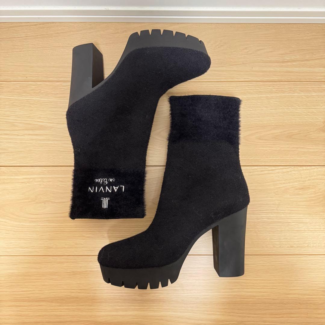 LANVIN ランバン ショートブーツ ブラック 黒 レディース 24.5cm