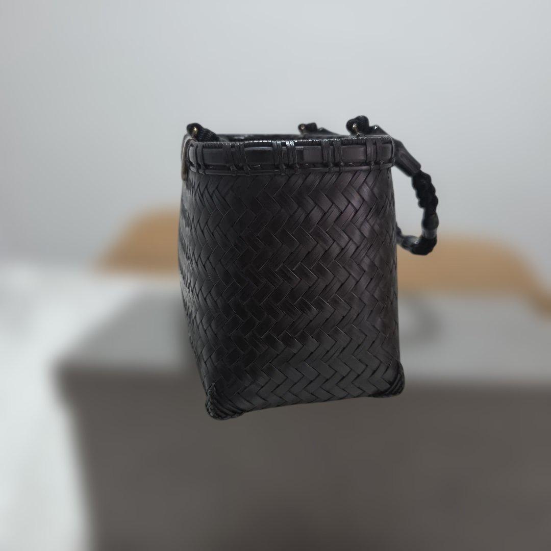 公長斎小菅 黒柄波網代ロングバッグ - メルカリ