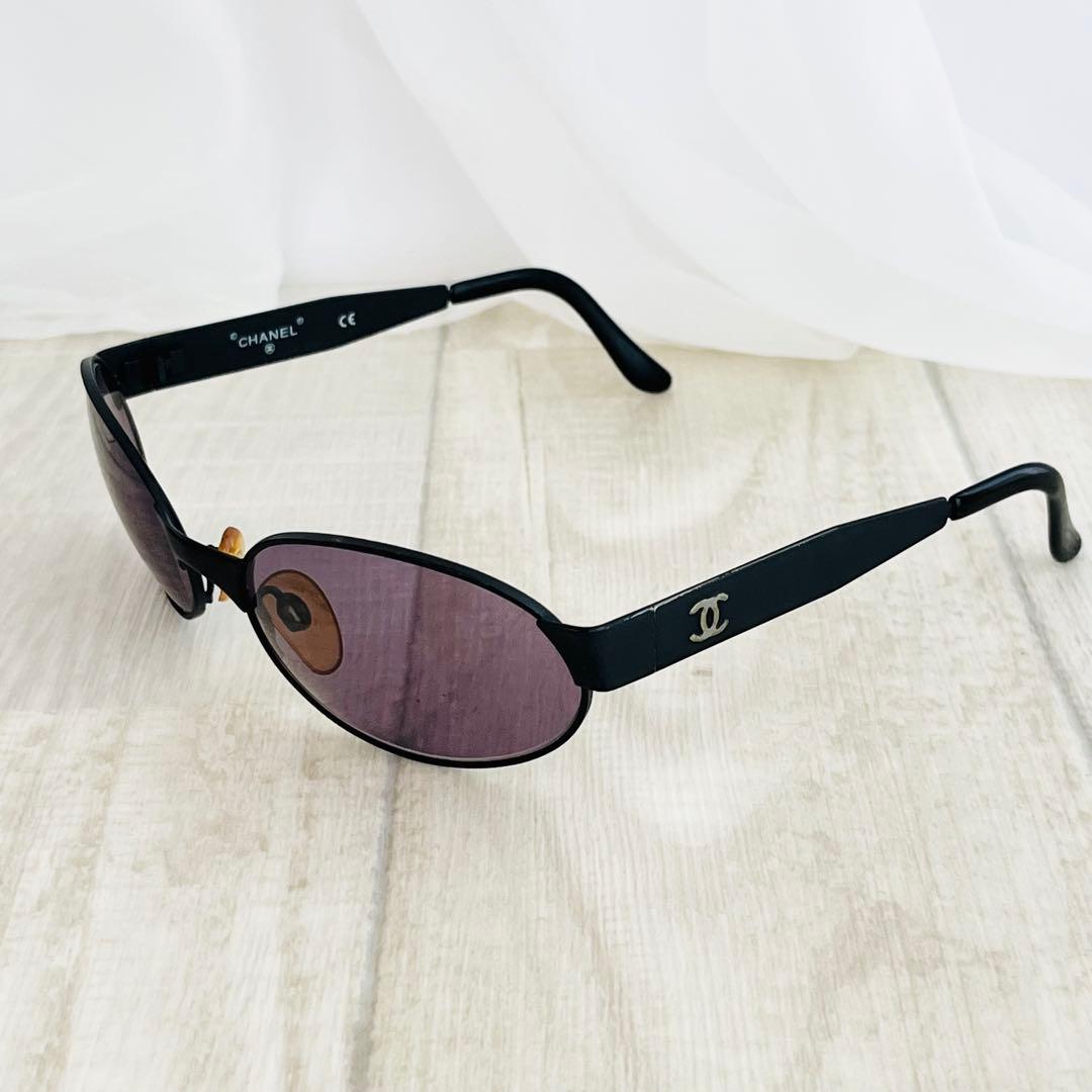 ヴィンテージ CHANEL サングラス 黒 ブラック ケース付き シャネル
