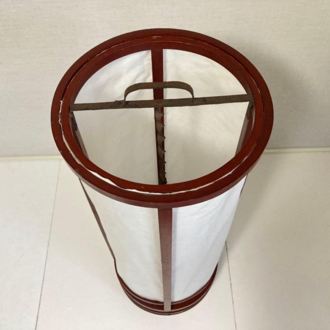 古い置行灯 行燈 ランプ スタンド 照明 木製 漆塗 朱色 大型 和風