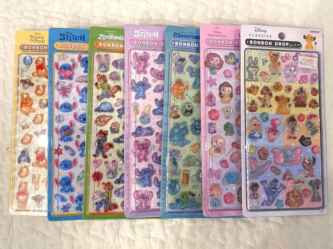 ディズニー　ボンボンドロップシール　7種セット サンスター文具 ディズニー BONBON DROP SEAL ボンボンドロップシール