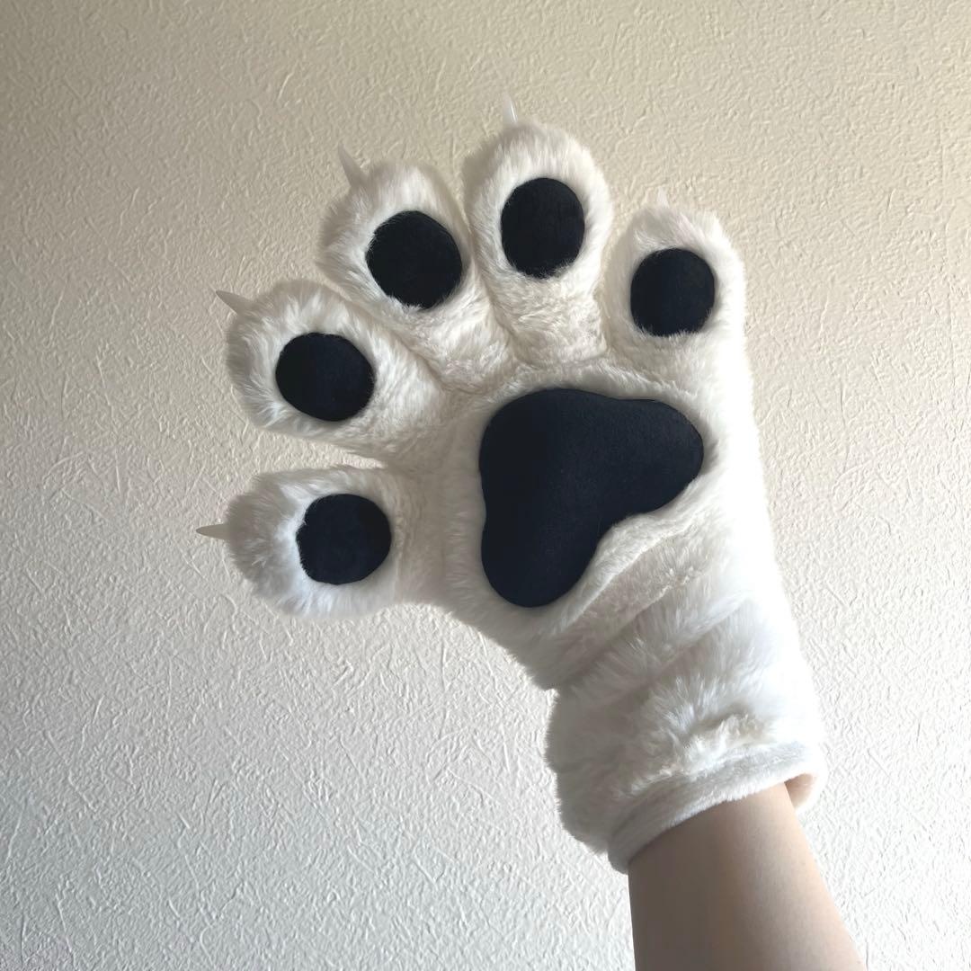 猫爪手袋 白猫 爪あり ハンドメイド ケモノ furry - メルカリ