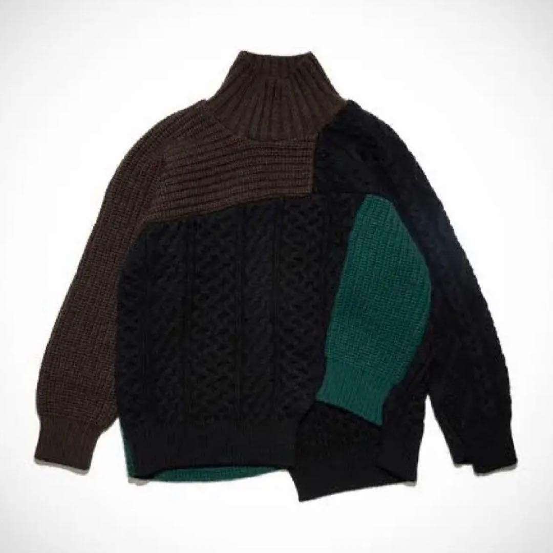 カラー kolor 18AW クレイジーパターンニット3セーター ハイネック