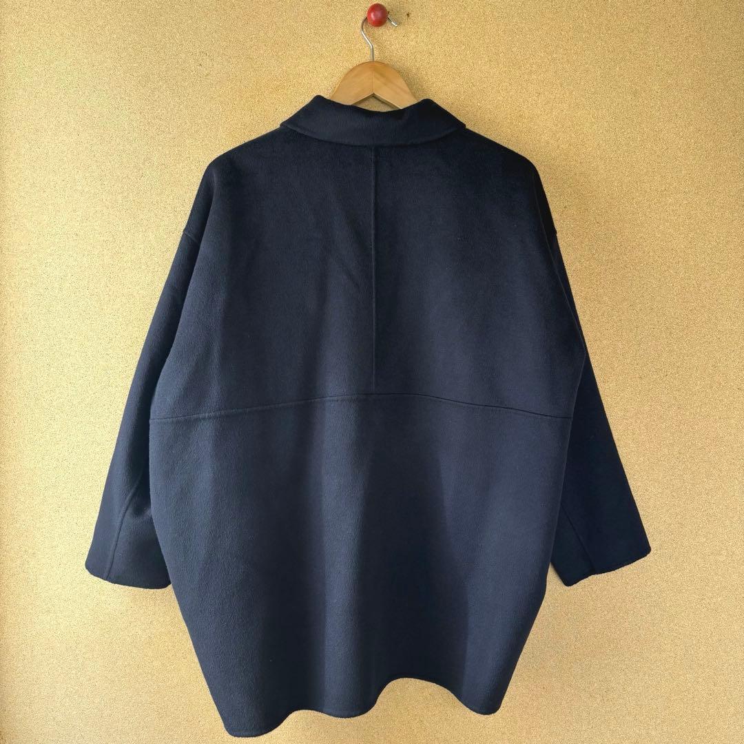 かぐれ ウールステンカラーショートコート ネイビー - メルカリ