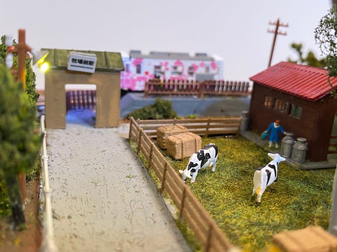 Nゲージ 鉄道 ミニジオラマレイアウト 牧場のある情景 bトレイン専用