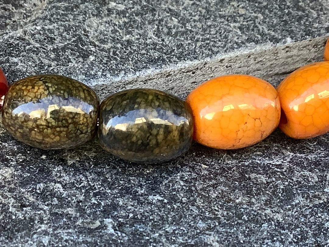 ✳️台湾上肯製亀甲赤龍紋天珠*赤龍紋天珠玉*奈留島水晶本物瑪瑙鑑別