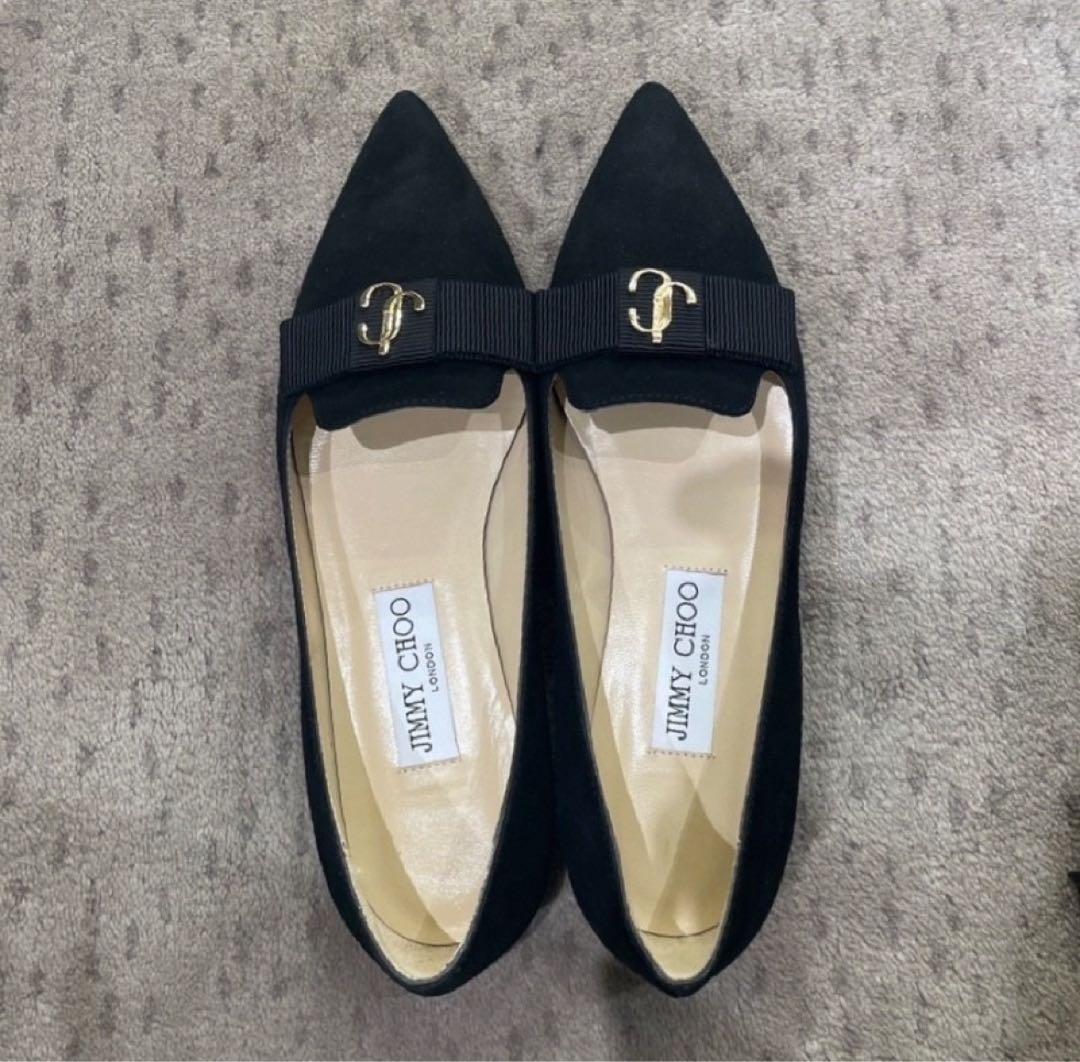 JIMMY CHOO ブラック フラットシューズ JIMMY CHOO ブラック フラットシューズ 36 1/2 - メルカリ