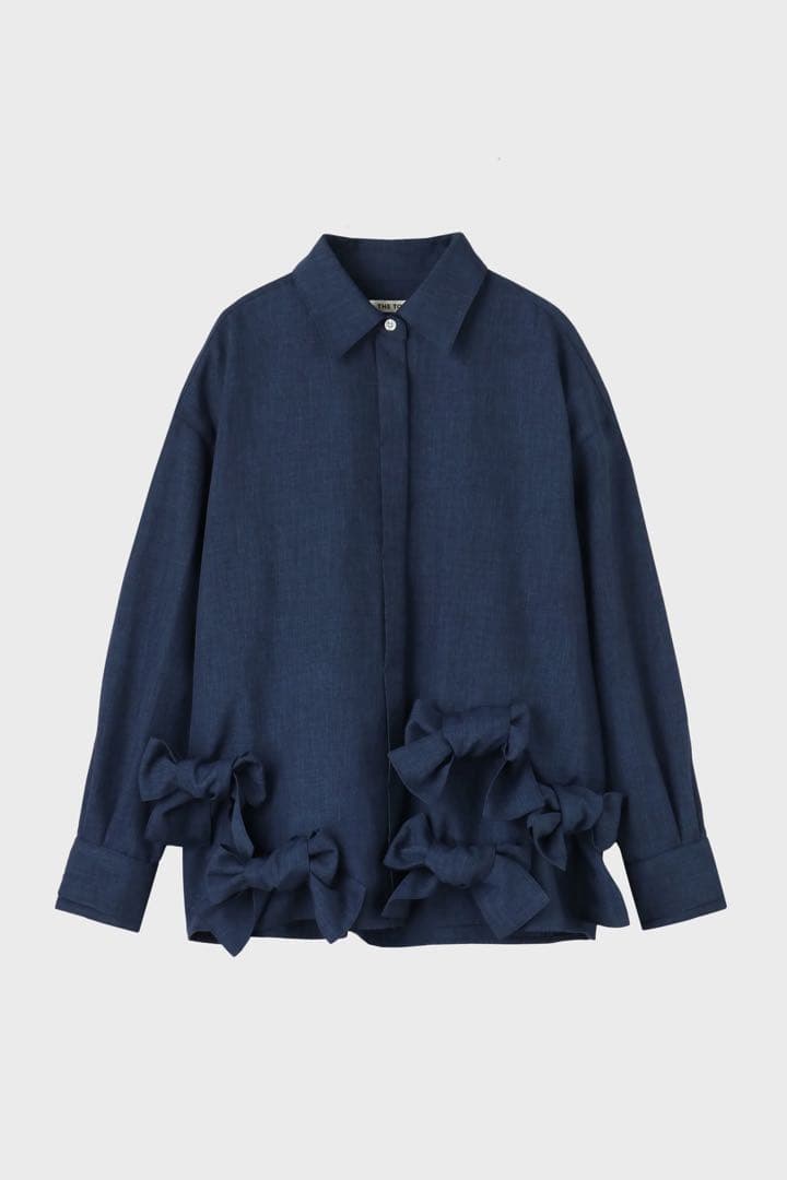 THETOE Kordela Twist Shirt ネイビー THETOE Kordela Twist Shirt リボン シャツ ブルー - メルカリ