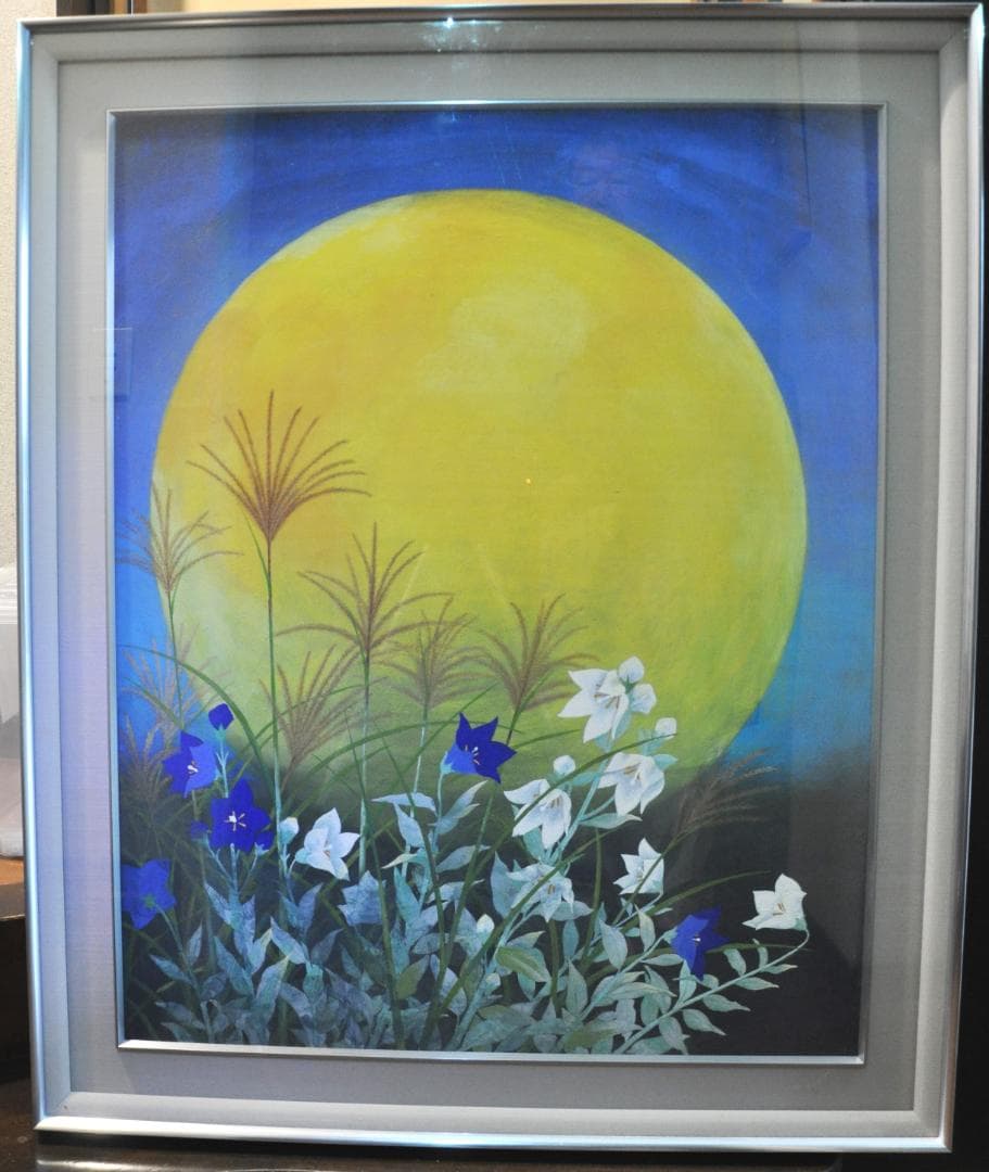 アクリル画 月と桔梗 アクリル画 月と桔梗 アクリル画 月と桔梗