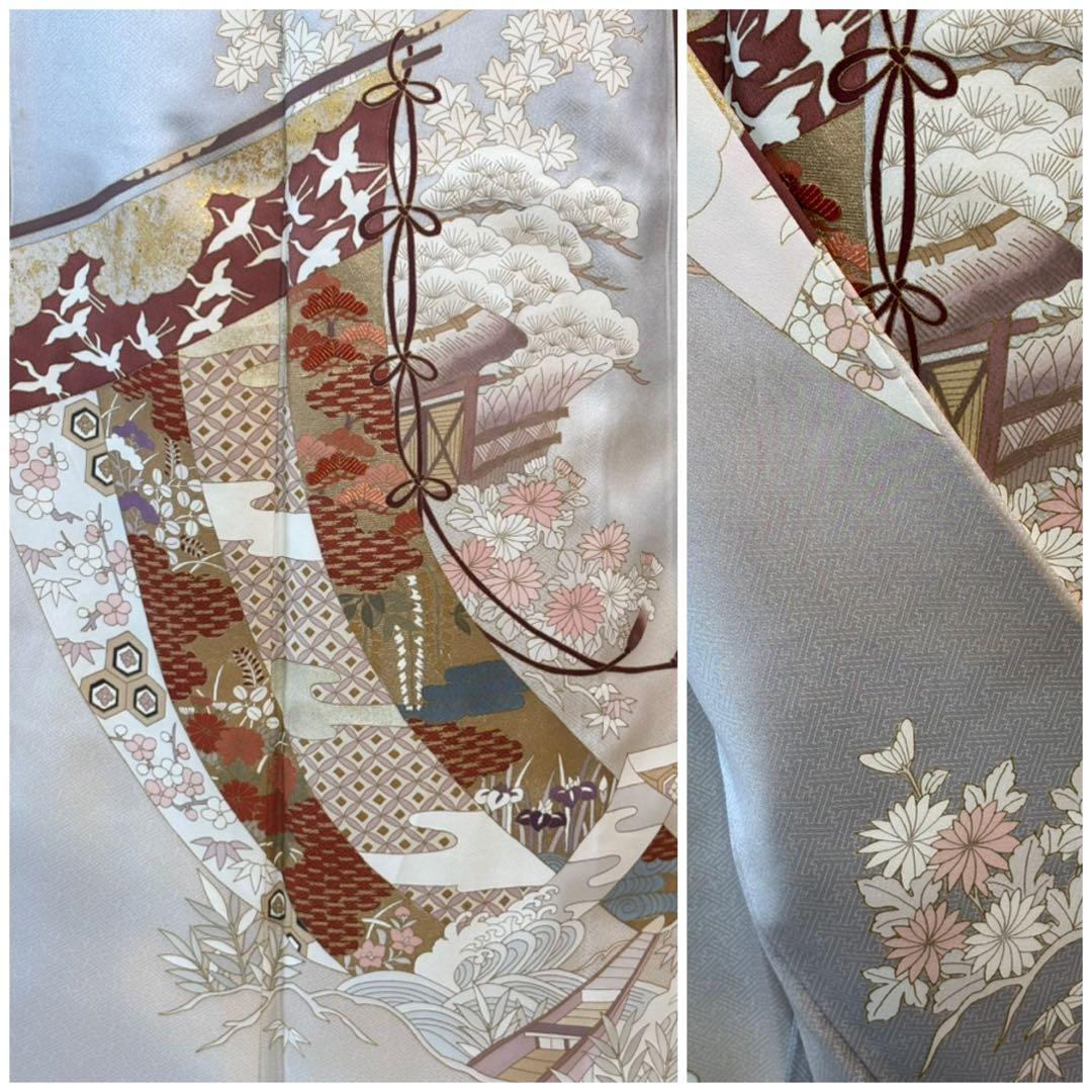 正絹華やかな訪問着4点フルセット 訪問着 袋帯 帯締め 帯揚げ - メルカリ