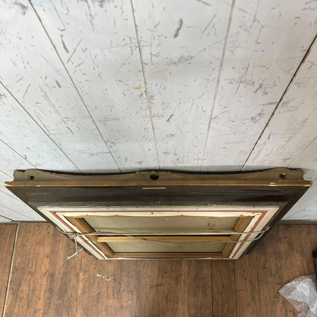 油絵 能面 能楽 黒川能 日本絵 武田靖夫画 伝統芸能 金背景 絵画