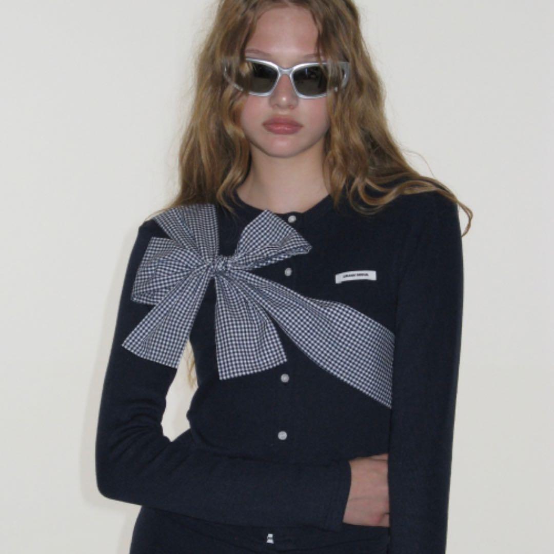 新品】CRANK リボンタイドニットカーディガン - メルカリ