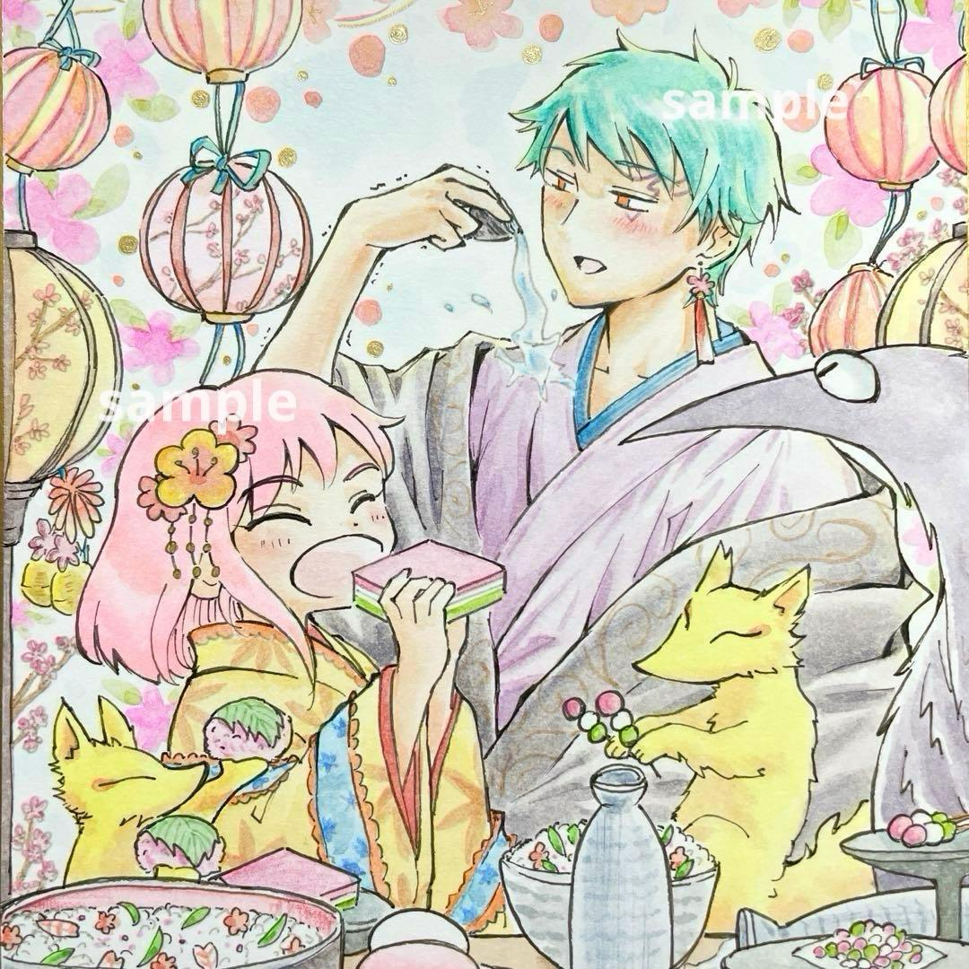 手描きオリジナルイラスト アナログ 色紙 水彩 ひな祭り - メルカリ