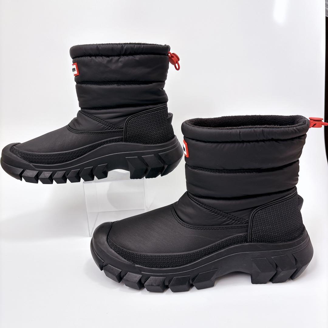 【美品】HUNTER（ハンター）スノーブーツ 24.0cm ブラック アウトドア