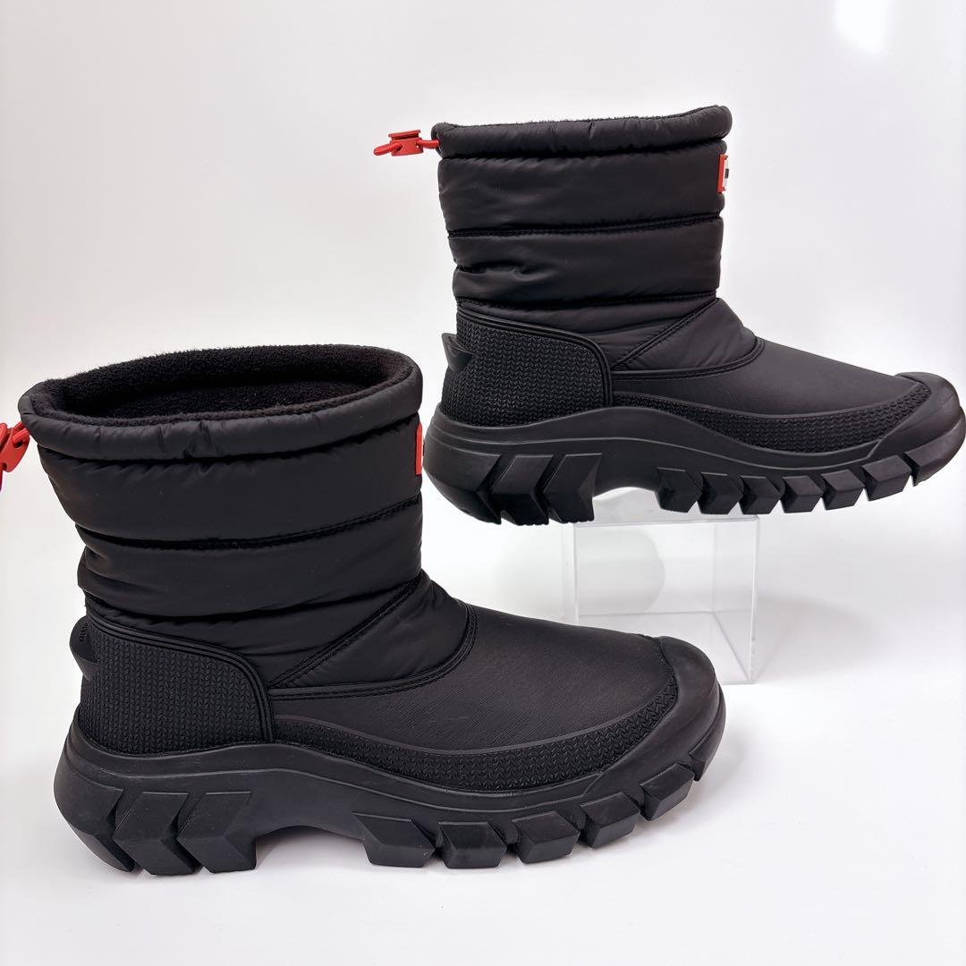 【美品】HUNTER（ハンター）スノーブーツ 24.0cm ブラック アウトドア