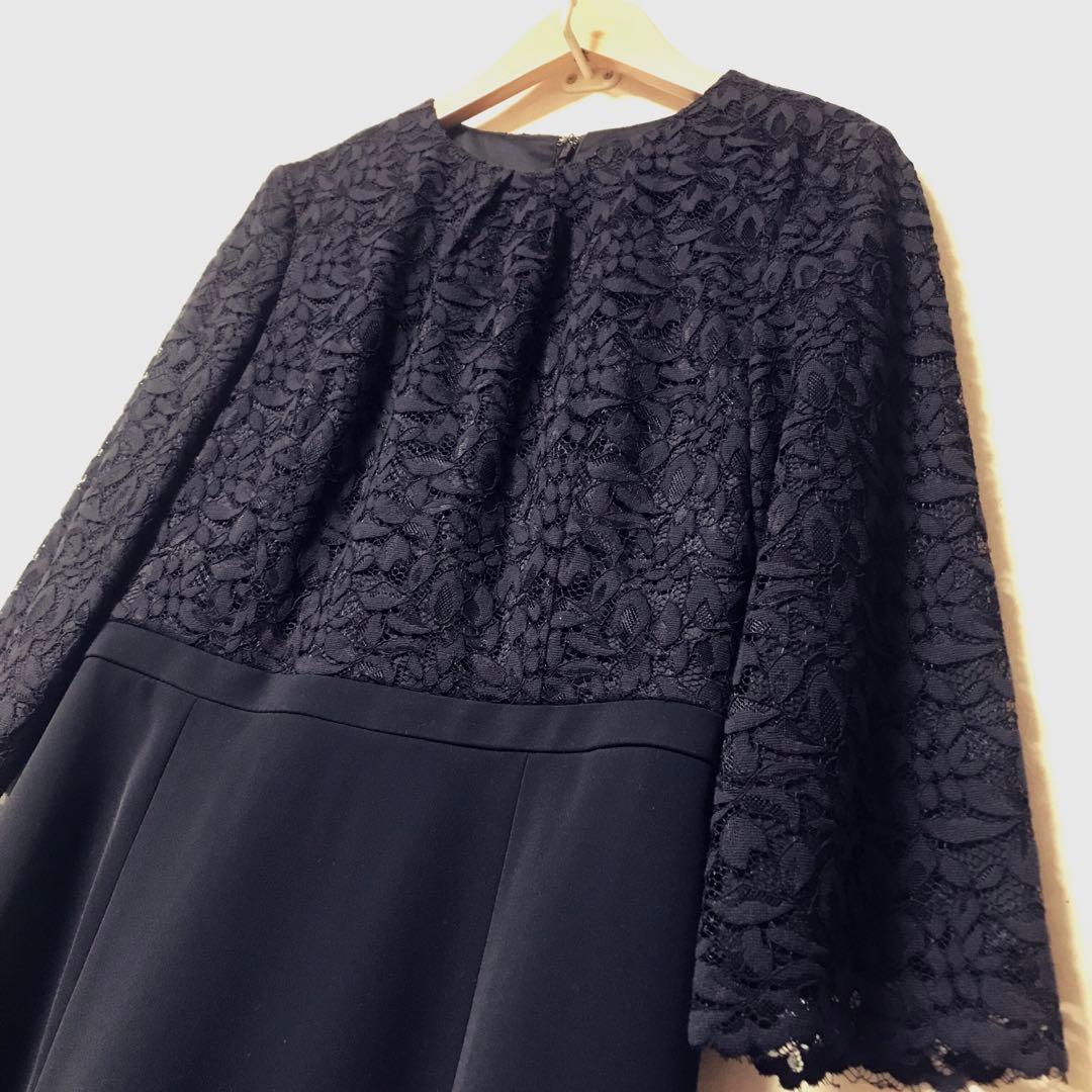 23区 サイズ32 XS 濃紺 トリアセダブルジョーゼットレース切替