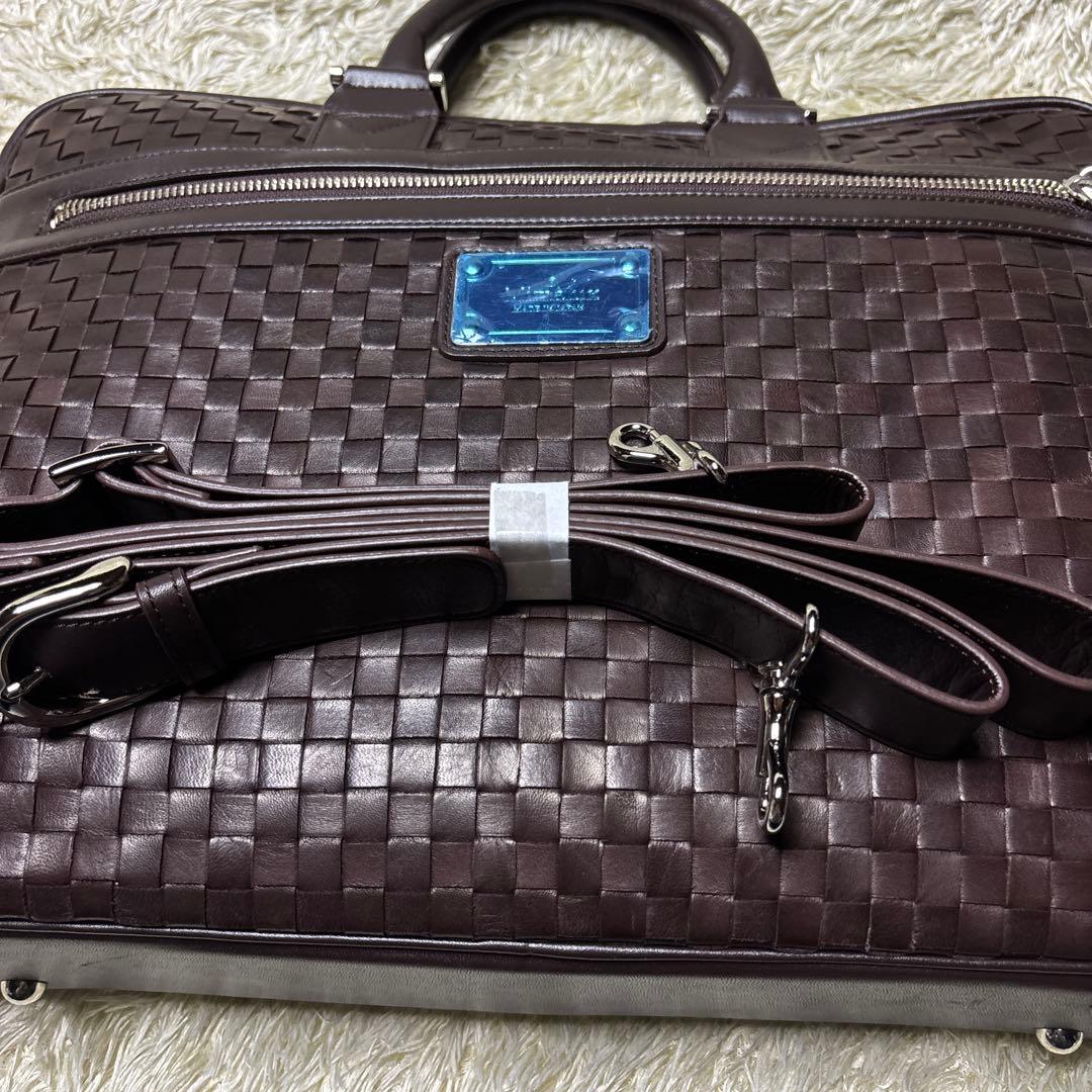 未使用 Mimalux 2way ブリーフケース 編み込み ビジネスバッグ 馬革