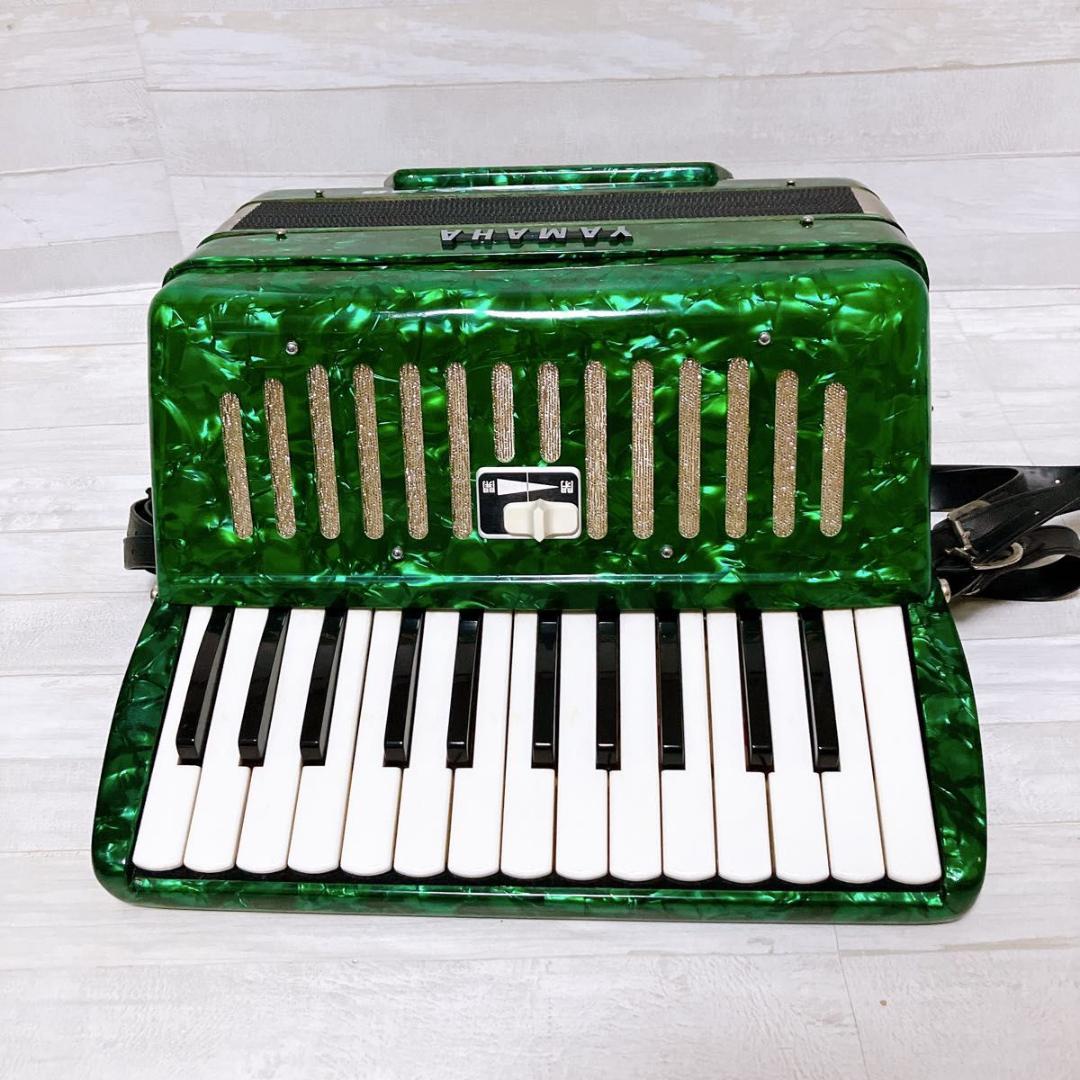 YAMAHA アコーディオン 25鍵盤 A-25 レトロ グリーン 鍵盤 初心者