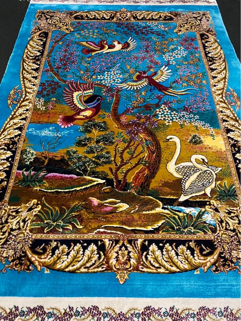 最高級希少作 楽園花鳥文様 百鳥集　2点セットペルシャ絨毯 イラン クム産 2026年最新】Yahoo!オークション -ペルシャ絨毯 クム(住まい