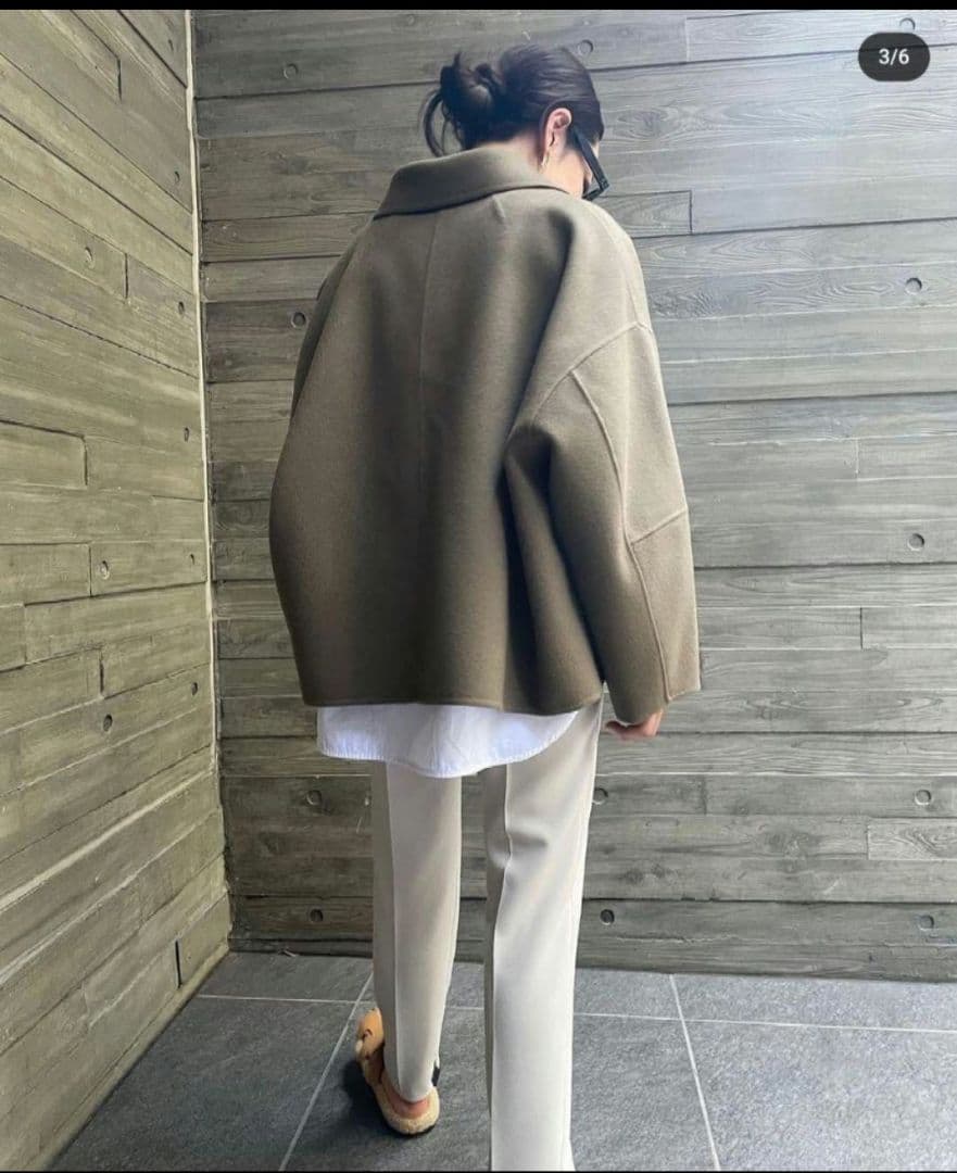 YONFA ウール×カシミヤ ドルマンリバーコート