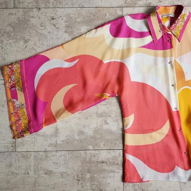 エミリオプッチ ☆ 総シルク ドルマンスリーブ 総柄 シャツ ブラウス