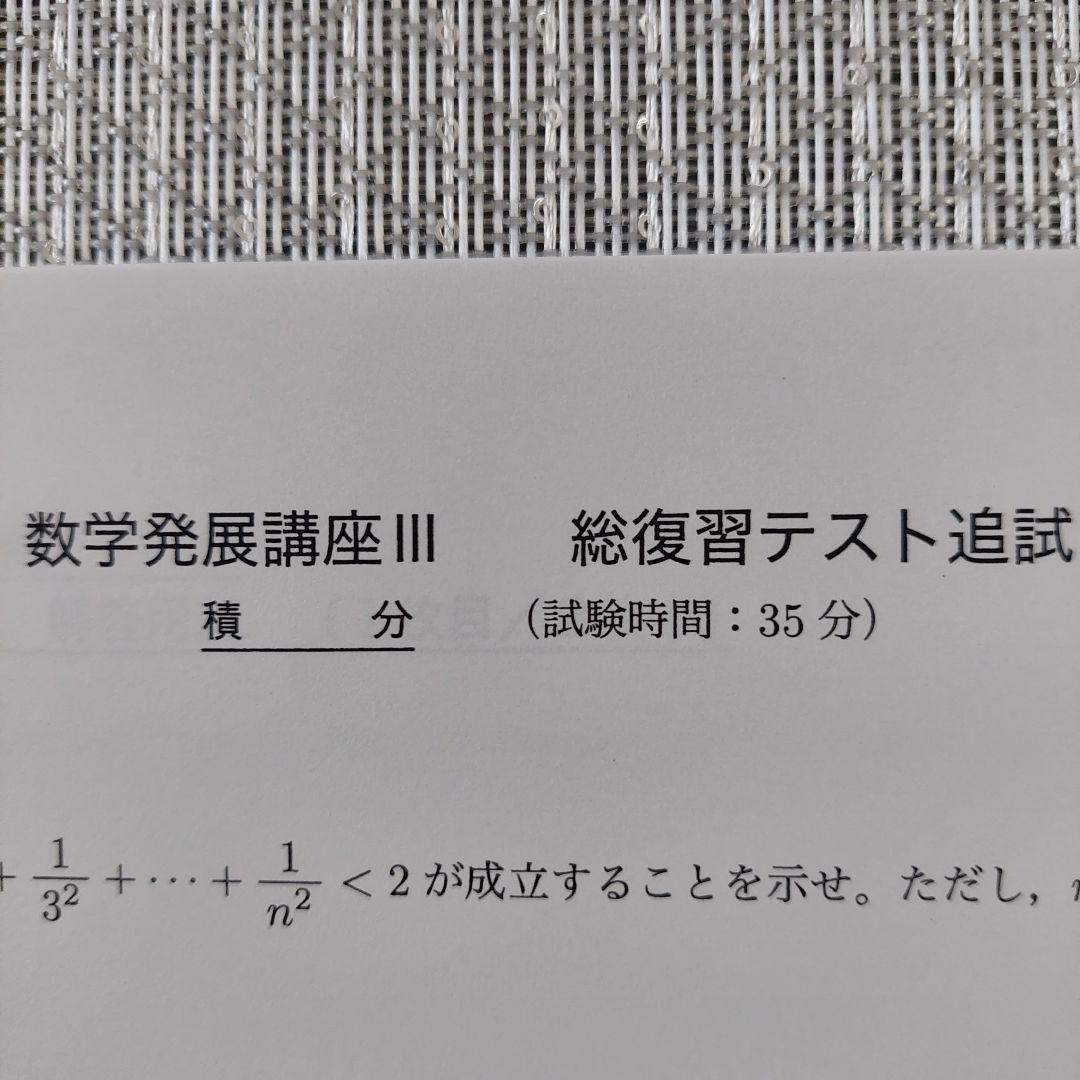 鉄緑会 高2数Ⅲ 数学発展講座Ⅲ 積分 総復習テスト 追試 セット
