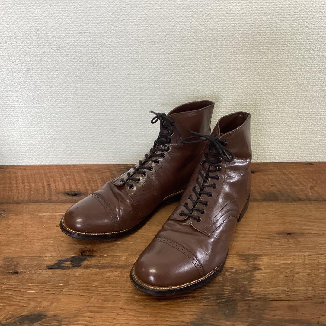 STACY ADAMS レースアップキャップトゥブーツ ブラウン 8 1/2 楽天市場】古着 80'S ステイシーアダムス STACY-ADAMS ストレート