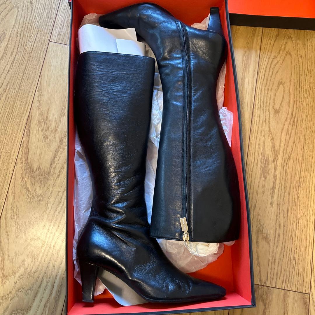 ほぼ未使用品 BRUNOMAGLI ブルーノマリ 黒 レザー ロングブーツ - メルカリ