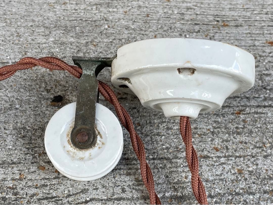 merci】 2a. フランス 吊り下げ 滑車 ランプ 古道具 店舗什器カフェ