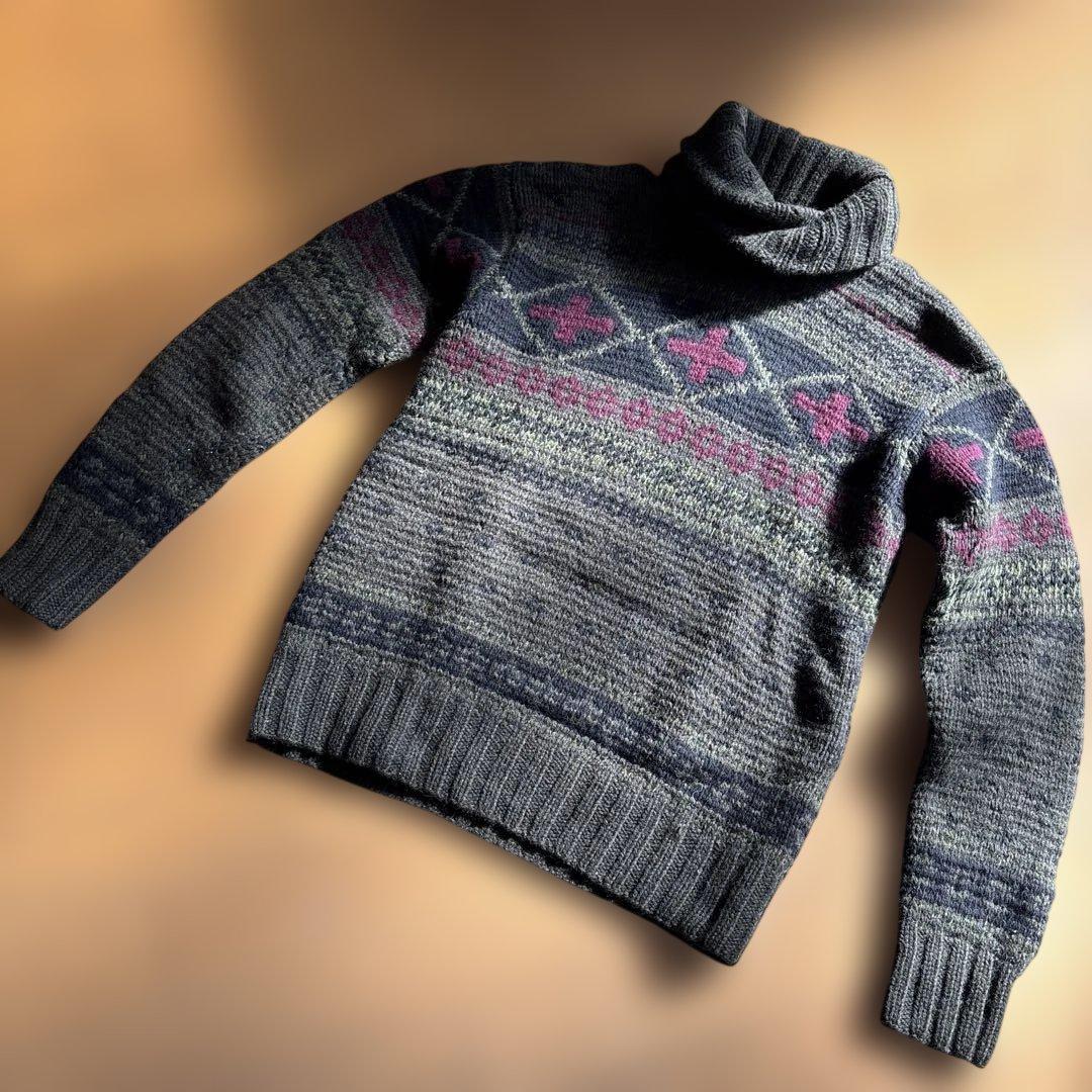 緊急値下げ　ポロラルフローレン　ノルディック　ショールカラーセーター 美品】ポロラルフローレン スノーフレークモチーフセーター