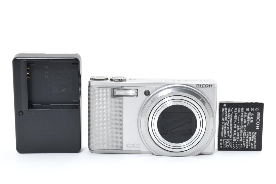 純正バッテリー＆充電器付】 RICOH リコー CX2 シルバー コンデジ