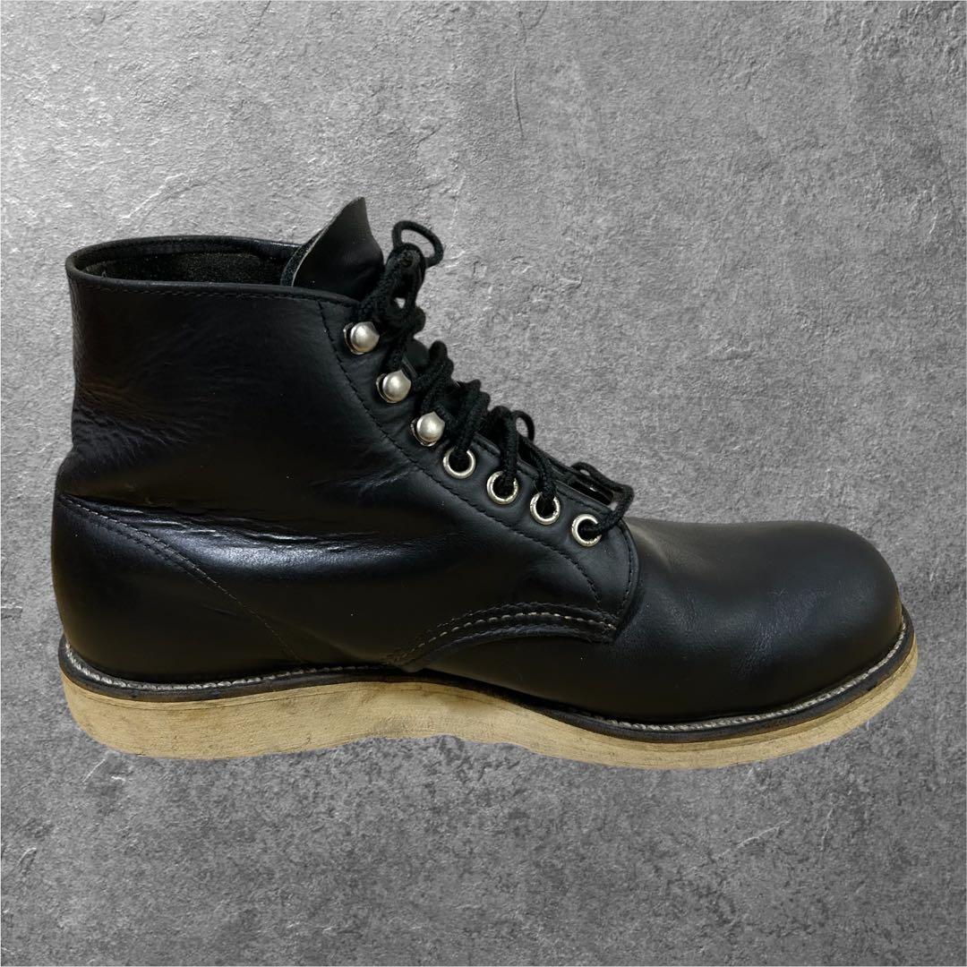 90s 8D 26cm RED WING 8165 刺繍羽タグ ワークブーツ 黒 - メルカリ