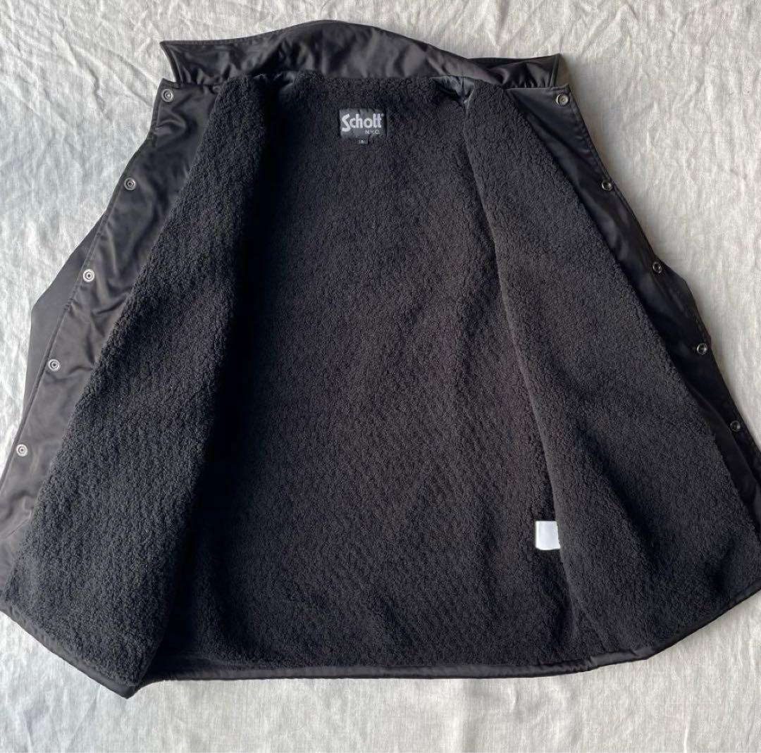 美品】Schott ショット 裏ボア コーチジャケット ブラック 刺繍 L