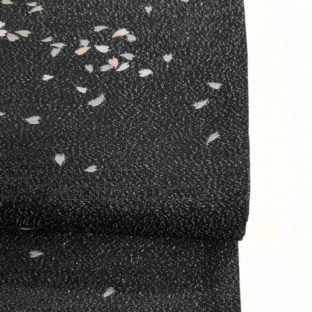 未着用 袋帯 銀通し 桜 桜吹雪 黒地 夜桜 着物 044a d - メルカリ