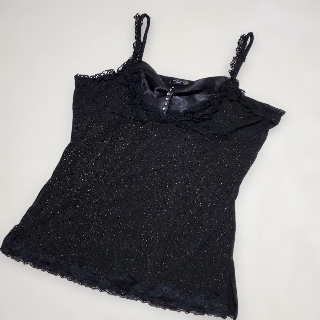 ラメ キャミソール フェアリーグランジ ダークコア y2k 平成ギャル L