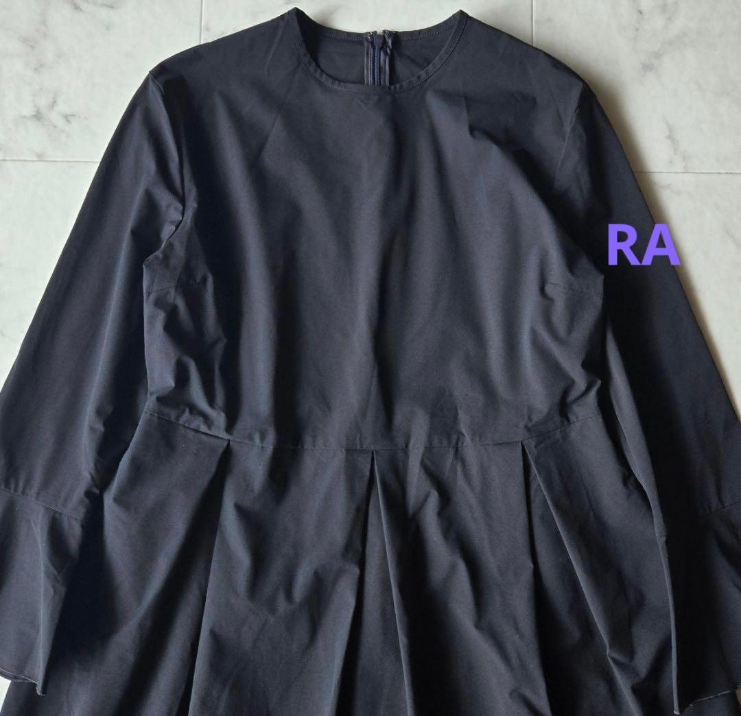 Ballsey ストレッチタフタ ボックスタックワンピース ネイビー 36