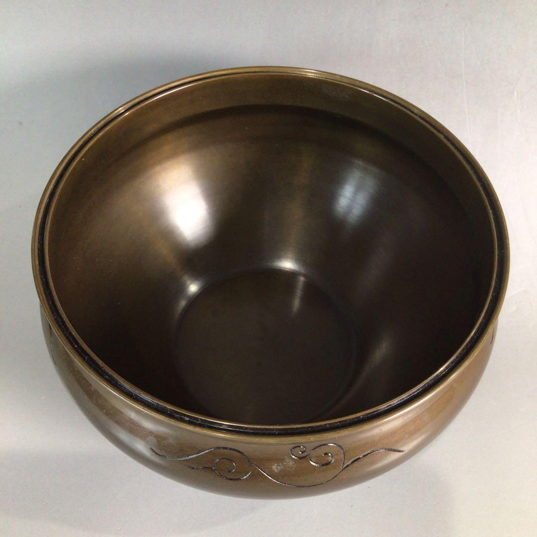 P327 建水 『大野芳光造』『鵬雲斎好』『唐草彫』『唐銅建水』 共