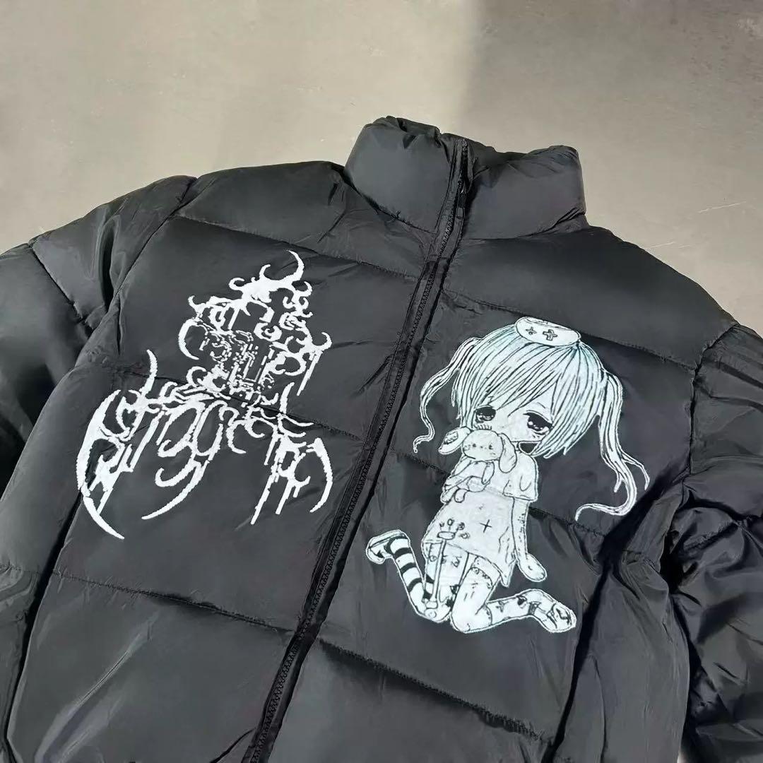 アートプリント ブラック ダウンジャケット y2k archive opium - メルカリ
