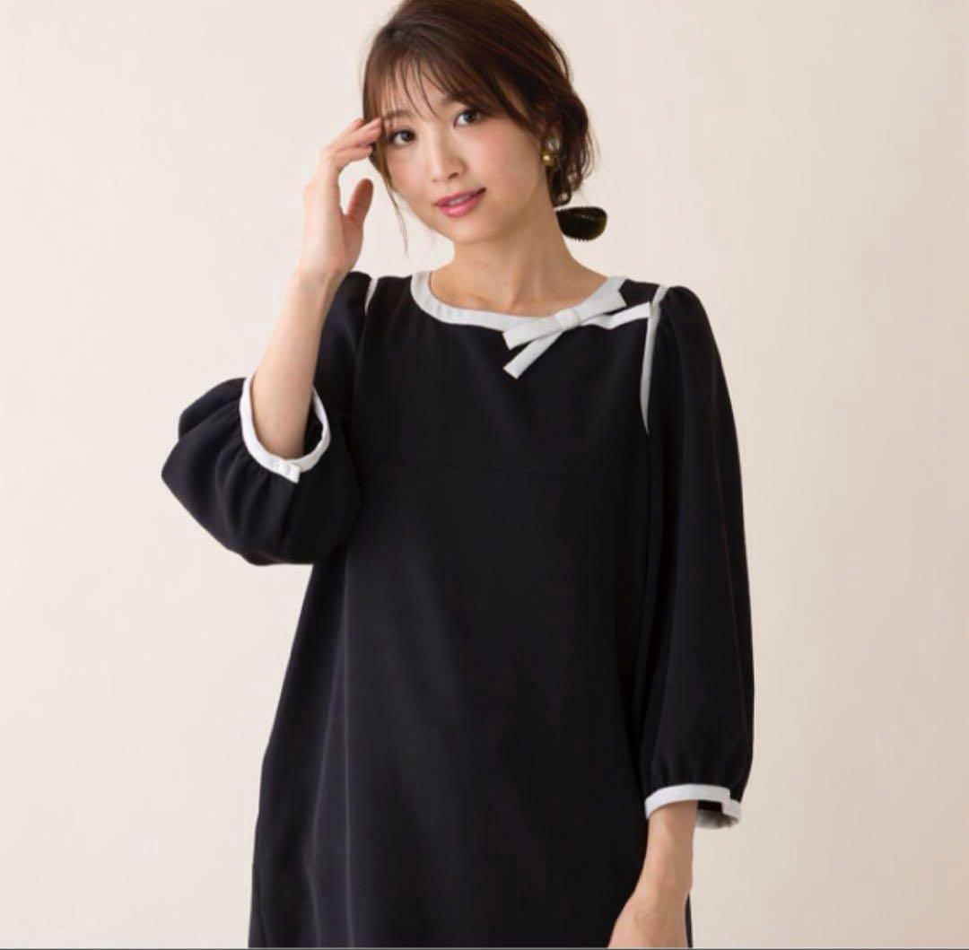 ローズティアラ　ダブルクロスコクーンワンピース　ブラック　42 ダブルクロスノーカラーコート（51101501） | Rose Tiara