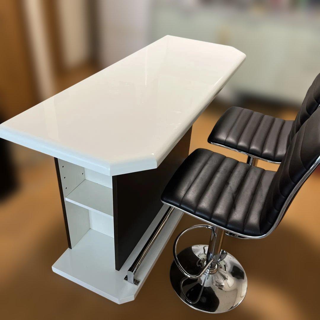 引き取り限定　ホワイトバーカウンターとバースツール2脚 楽天市場】【楽天1位】 カウンターチェア バースツール 回転 ガス圧