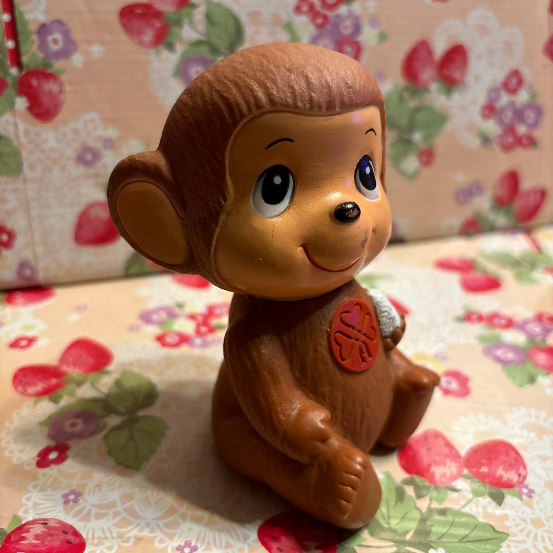 昭和レトロ アンティークソフビお猿貯金箱 農協／信連/農林中金ソフビ