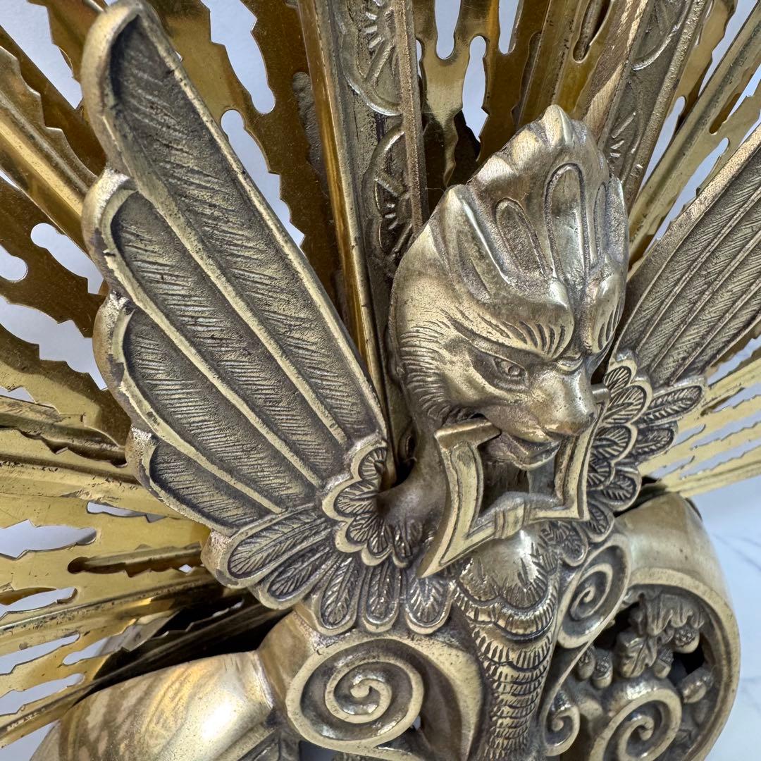 ファイヤースクリーン 暖炉 ストーブ 衝立 真鍮 金属 レトロ