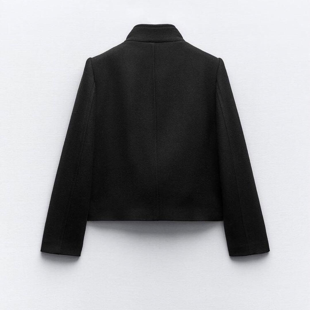 ZARA ハイネック ショート ダブルブレスト コート M ブラック - メルカリ