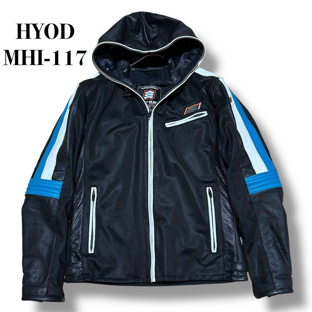 HYOD MHI-117 ライティングジャケット メッシュ&レザー フード付き HYOD ヒョウドウ MHI-117-V メッシュ ライディングジャケット ブラック