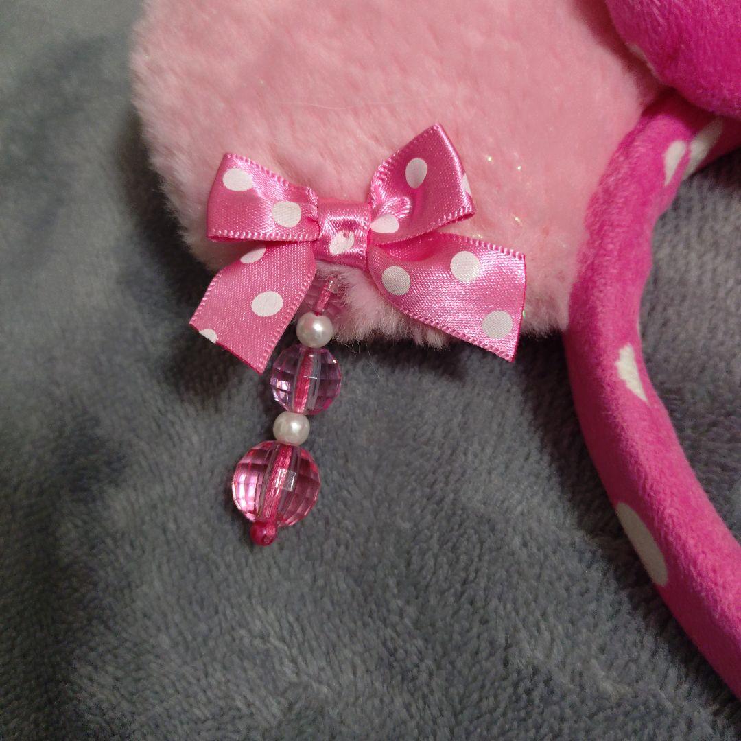 ディズニー ミニーイヤリング付きリボン カチューシャ - メルカリ