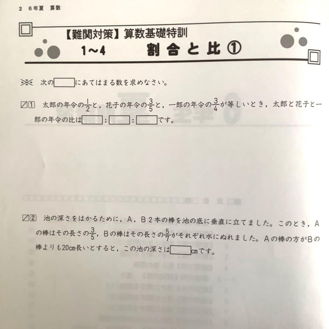 旧版＞四谷大塚・予習シリーズ・6年夏期講習・4教科テキスト - メルカリ