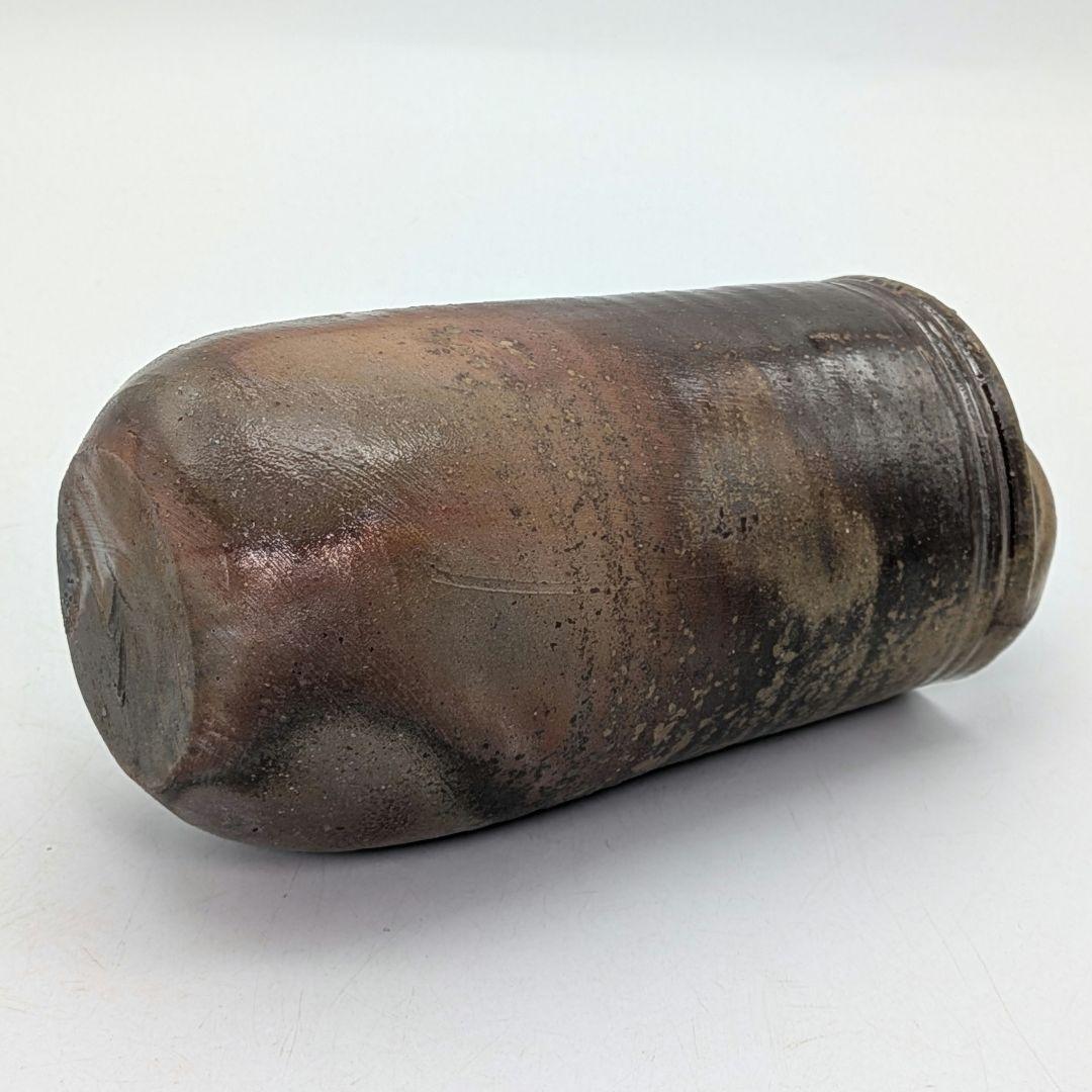 岡山県重要無形文化財 伊勢崎満 備前焼 手付花入 共箱共布栞