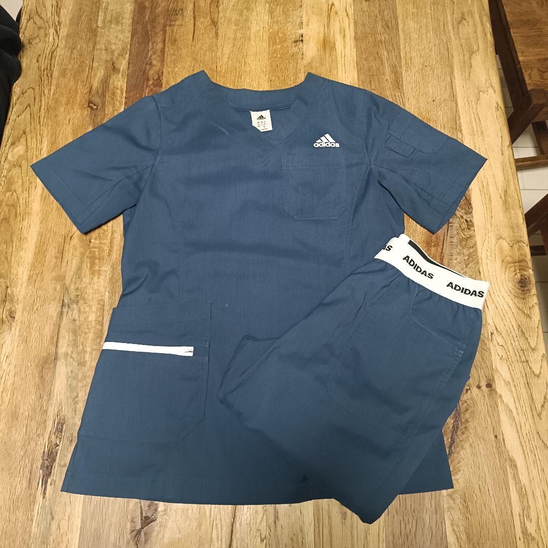 adidas アディダス 医療用スクラブ 上下セット レディース ネイビー